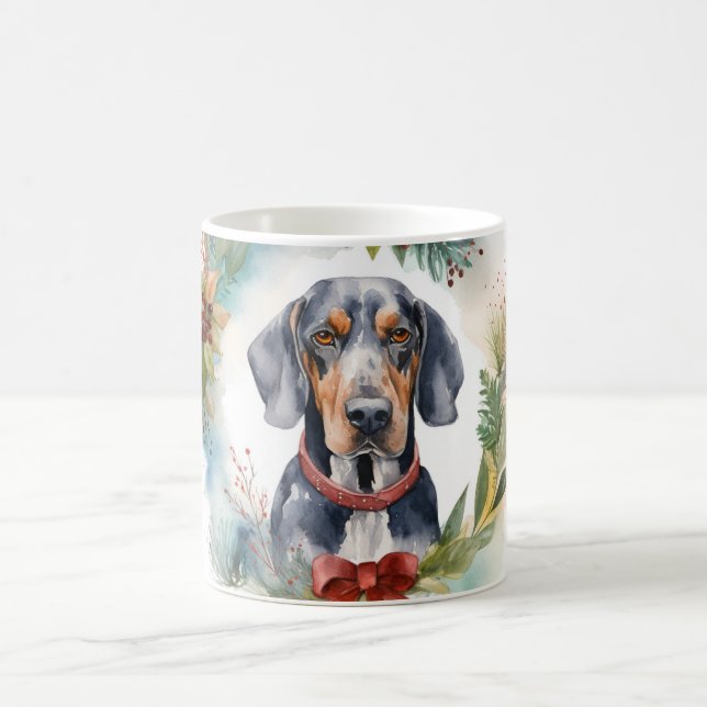 Mug Bluetick Coonhound Christmas Wreath Festive Pup (Centre)