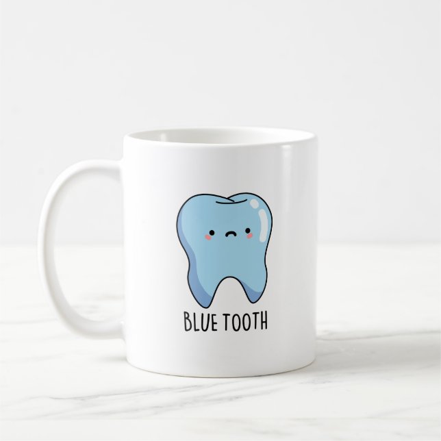 Mug Bluetooth Drôle de Pun Technique sur la Dent Bleue (Gauche)