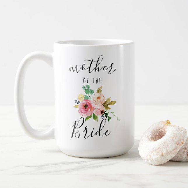 Mug Blush Florals Mère de la mariée Cadeau 15oz (Avec donut)