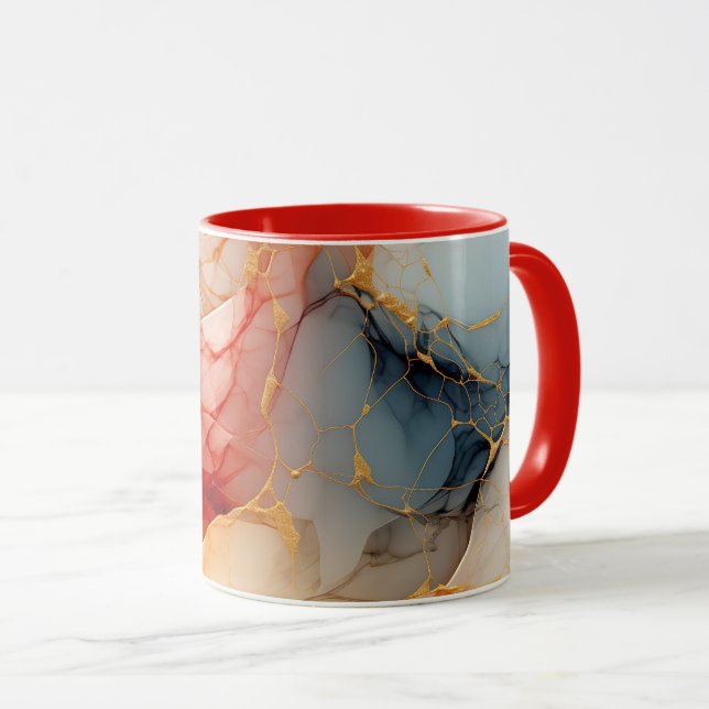 Mug Blush & Ivory Marble with Golden Veins (Devant droit)