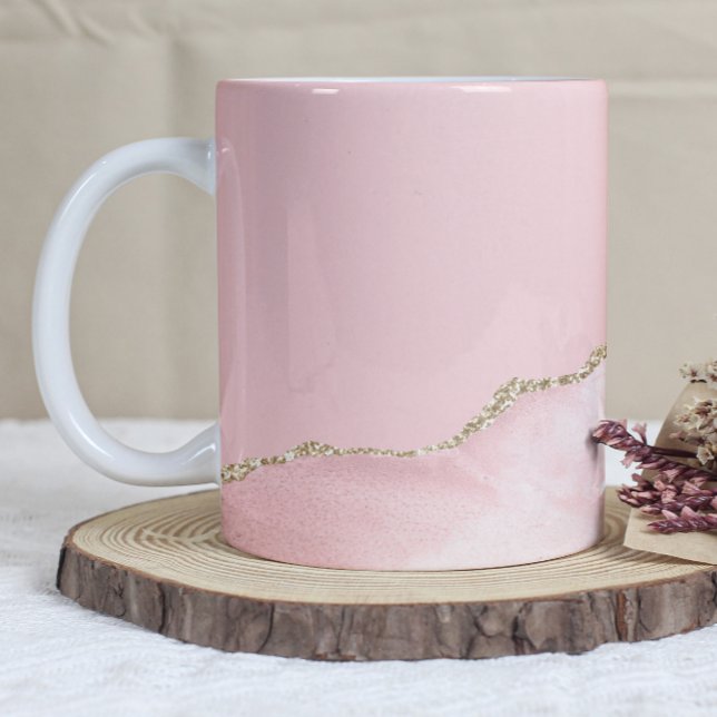 Mug Blush Pink Agate Gold Glitter (Créateur téléchargé)