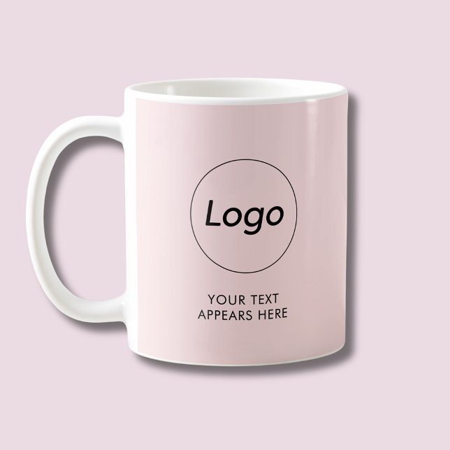 Mug Blush Pink Business Company Logo de l'entreprise M (Logo small business promotional pink coffee mug)