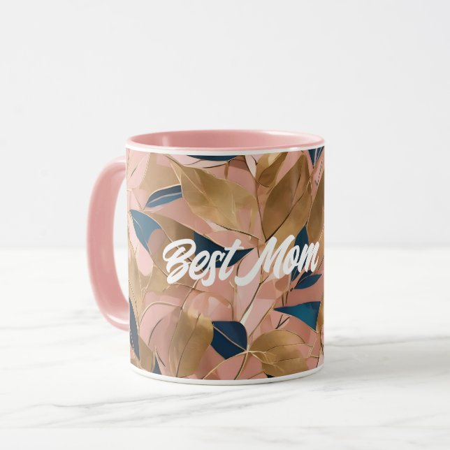 Mug Blush Pink Gold Boho Collection Feuille populaire (Devant gauche)