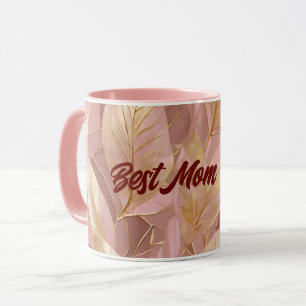 Mug Blush Pink Gold Boho Modern Leaves Collection