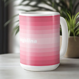 Mug Blush Pink Mod Retro Stried Motif Nom personnalisé
