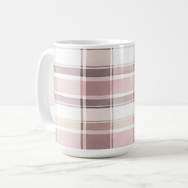 Mug Blush Rose Crème Brun Rayures Réception de Mariage (Devant gauche)