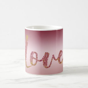 Mug Blush rose Ombre Parties scintillant Or rouge amou