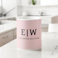 Blush Rose Poussiéreux Féminin Monogramme Nom Mode