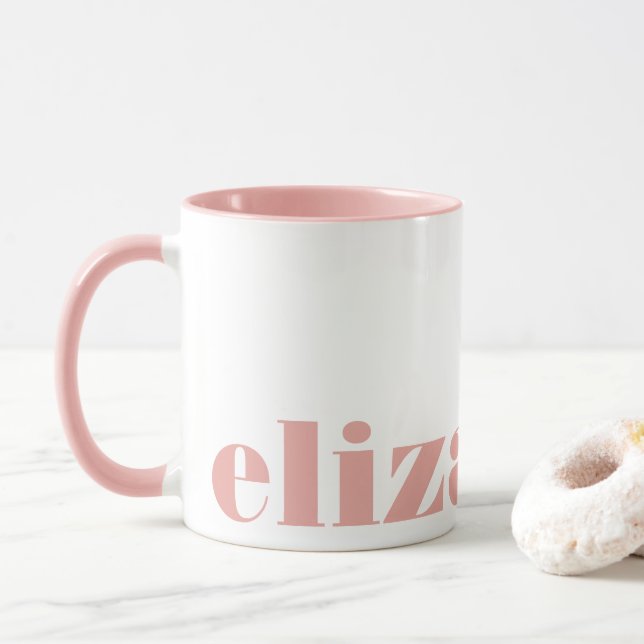 Mug Blush Rose White Magazine Serif Font Chic Elegant (Avec donut)