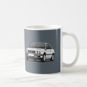 Mug BMW argenté 3 séries, E30, illustration