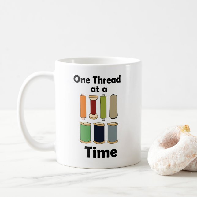 Mug Bobines de Fil Une à la Fois Motivationnel (Avec donut)
