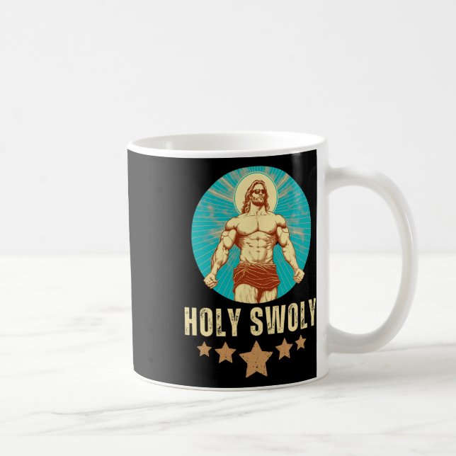 Mug Bodybuilding Jesus Fitness Holy Swoly Funny Gym  (Droite)