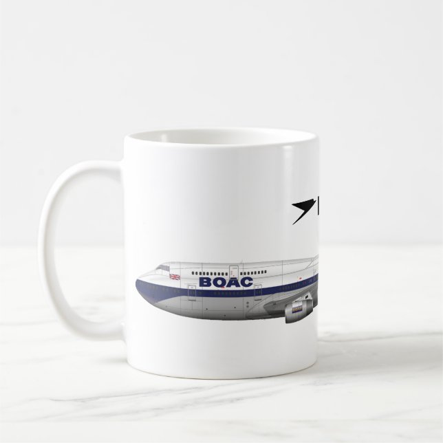 Mug Boeing 747-400 British Airways BOAC Retro Aviation (Gauche)
