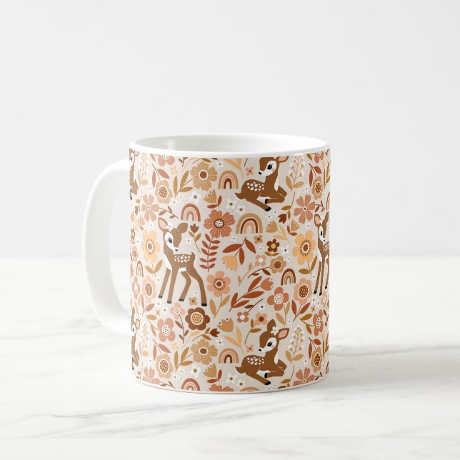Mug Boeuf mignon cerf modèle floral (Devant gauche)