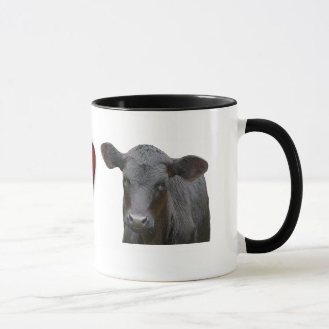 Mug Boeuf noir d'Angus - conception de coeur d'amour (Droite)