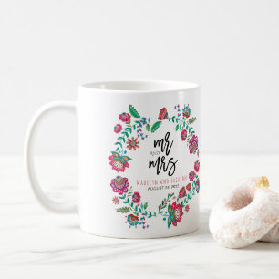 Mug Bohème fleurs mariage multicolore