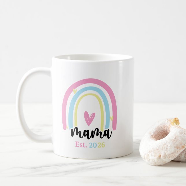 Mug Boho Arc-en-Ciel Coutume Année de Fondation Maman  (Avec donut)