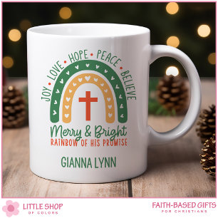 Mug Boho Arc-en-Ciel Joyeux et Lumineux Noël