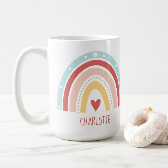 Mug Boho Arc-en-ciel Nom Aquarelle (Avec donut)
