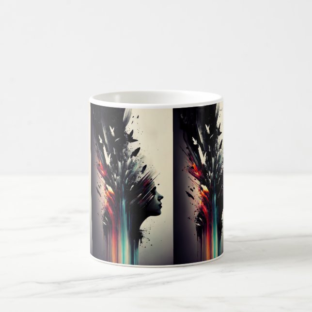 Mug Boho art abstrait avec visage de fille (Centre)