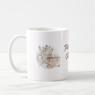Mug Boho Art Pastel Peinture Brown feuille esthétique