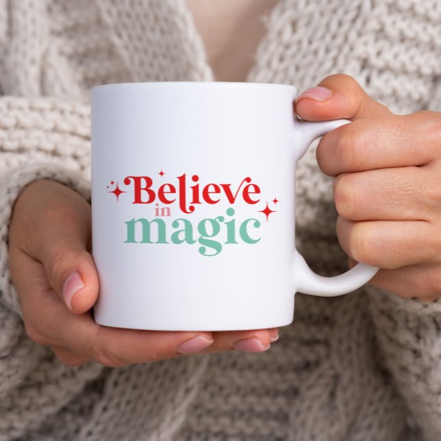 Mug Boho Believe in Magic Christmas police moderne (Créateur téléchargé)