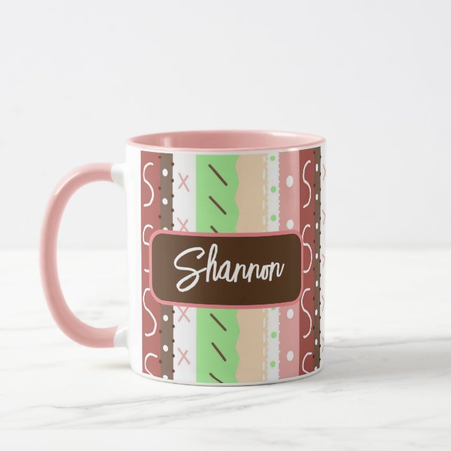 Mug Boho Brown, Bourgogne, vert et mauve Whimsical (Gauche)