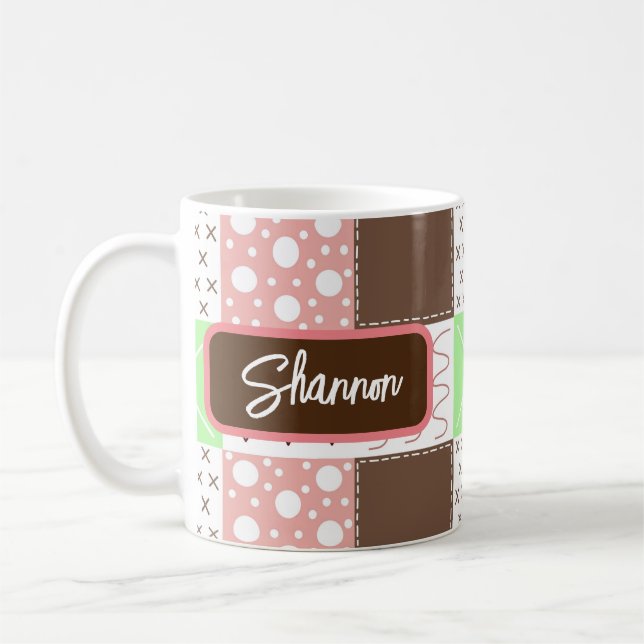 Mug Boho Brown, Bourgogne, vert et mauve Whimsical (Gauche)