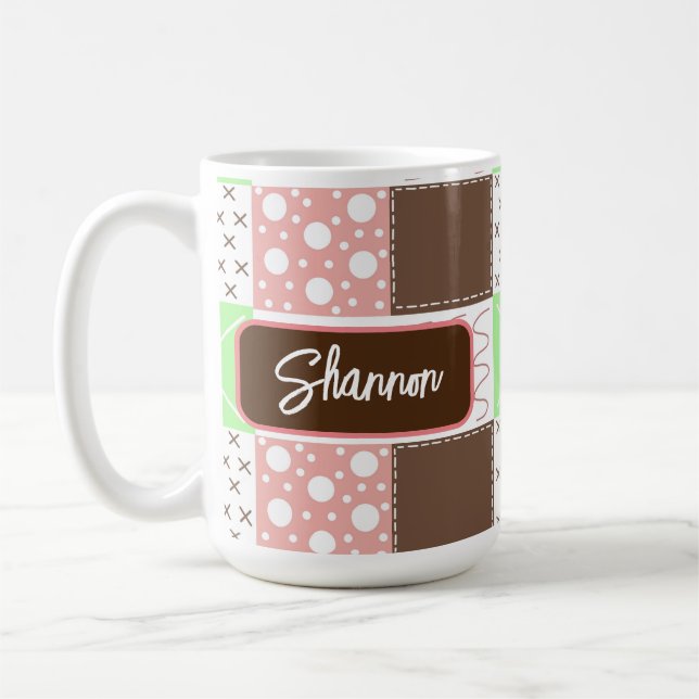 Mug Boho Brown, Bourgogne, vert et mauve Whimsical (Gauche)