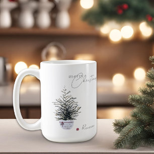 Mug Boho Chic Arbre de Noël Aquarelle Personnalisable