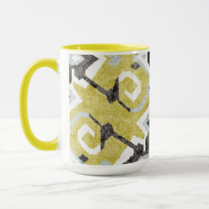 Mug Boho chic jaune ikat motif tribal monogramme