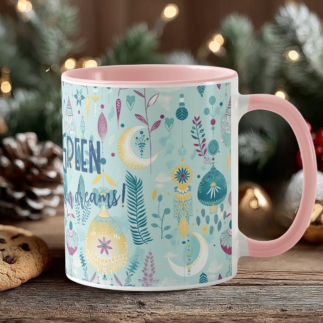 Mug Boho chic lunes et lanternes en turquoise et or (Créateur téléchargé)