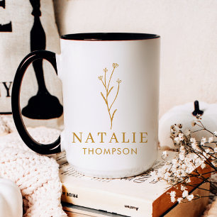 Mug Boho Chic Minimaliste Personnalisé Mustard Jaune