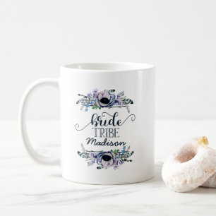 Mug Boho Chic Mint & Navy Floral Mariage Bride Tribu