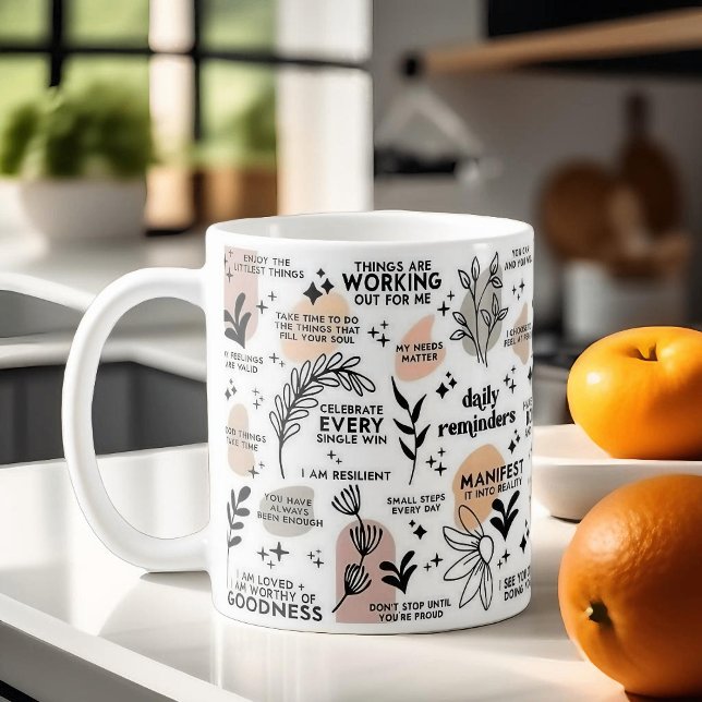 Mug Boho Daily rappelle les affirmations Mug, 11 oz (Créateur téléchargé)