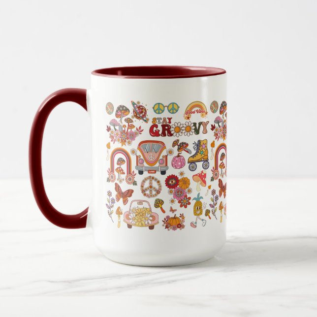 Mug Boho Daisy Fleurs Retro Super Floral design (Gauche)