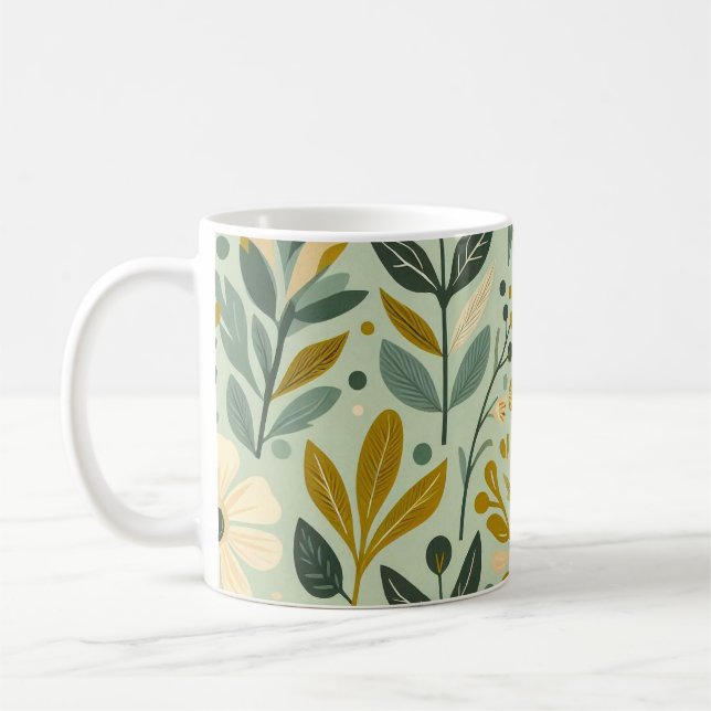 Mug Boho du milieu du siècle Floral Fleurs Fleurs sauv (Gauche)