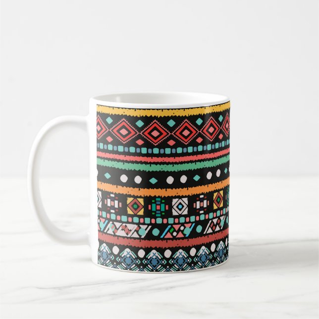 Mug Boho ethnique : impression de pixels géométriques (Gauche)