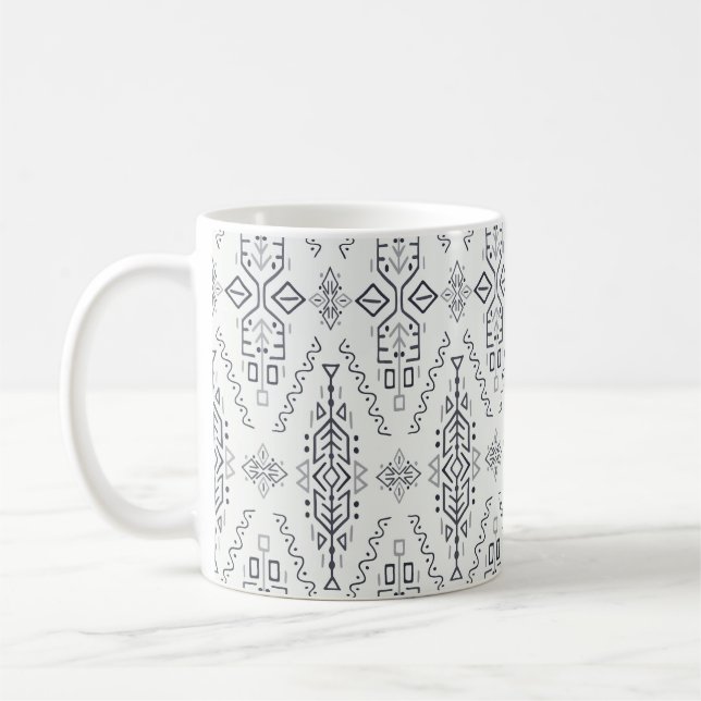 Mug Boho Ethnique : Trendy Hand-Drawn Seamless. (Gauche)
