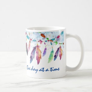 Mug Boho Feather Native Tribal "Un jour à la fois"