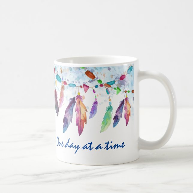 Mug Boho Feather Native Tribal "Un jour à la fois" (Droite)