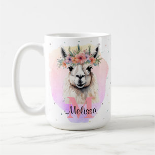 Mug Boho Floral Fleur sauvage Llama Joli animal rose