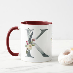 Mug Boho Floral Monogram K Café