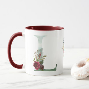 Mug Boho Floral Monogram L Café