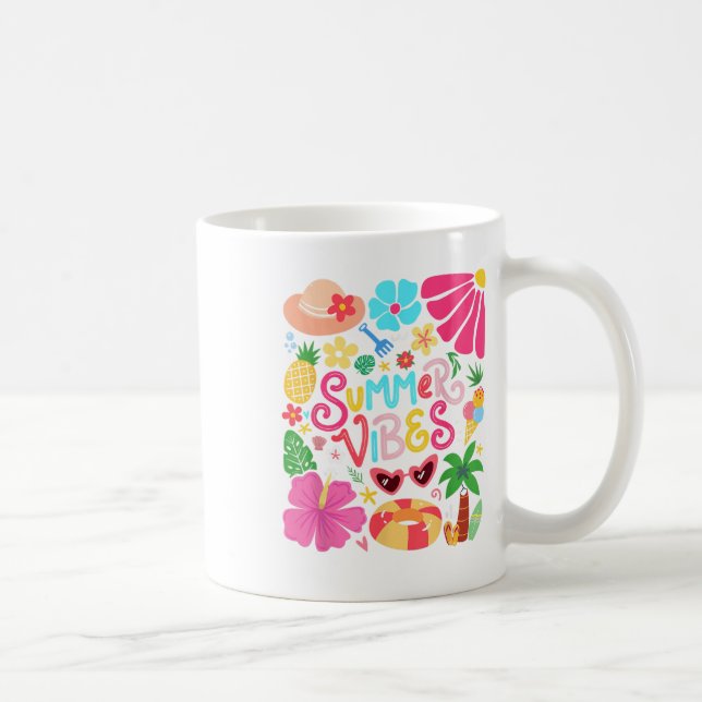Mug Boho Flower Hello Vibes été Funny Beach Life Me (Droite)