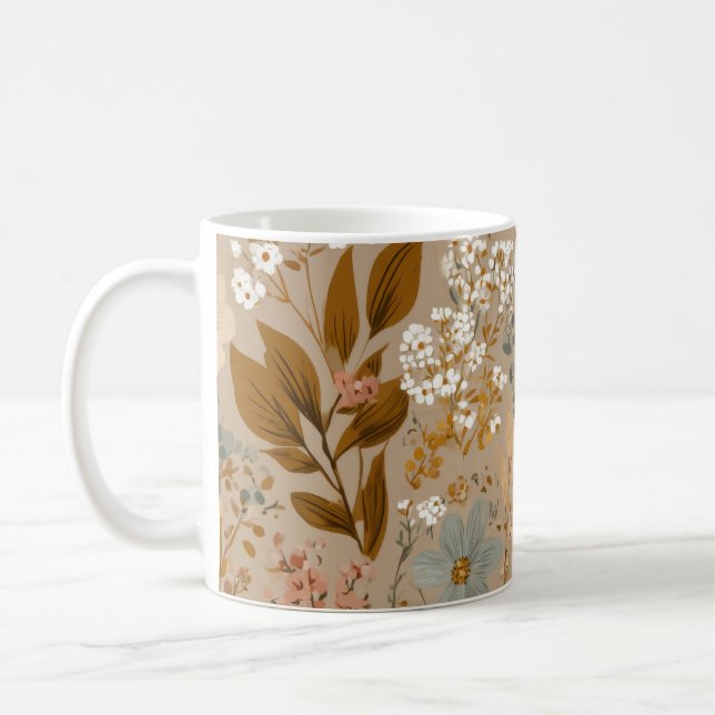Mug Boho Folk Automne Fleurs Cosy Neutres Floral (Gauche)