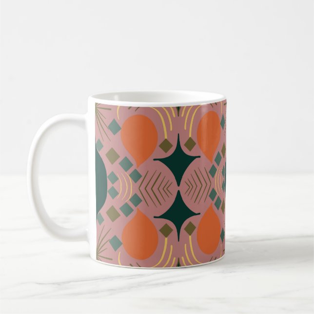 Mug Boho Géométrique Diamant rose (Gauche)