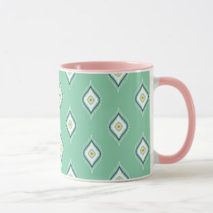 Mug Boho Ikat Vert motif mignon couleur assortie rose