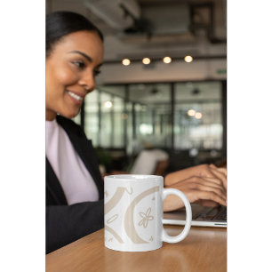 Mug Boho Minimaliste Croissant Abstrait & Doodle Flora