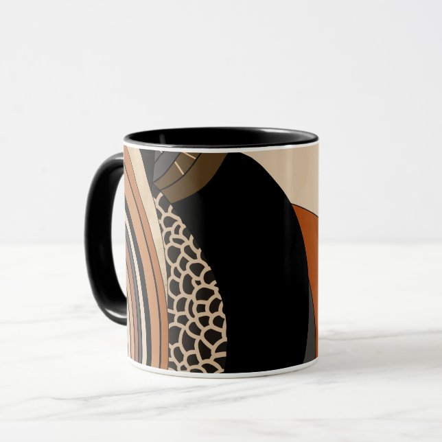 Mug Boho moderne orange noir neutre (Devant gauche)